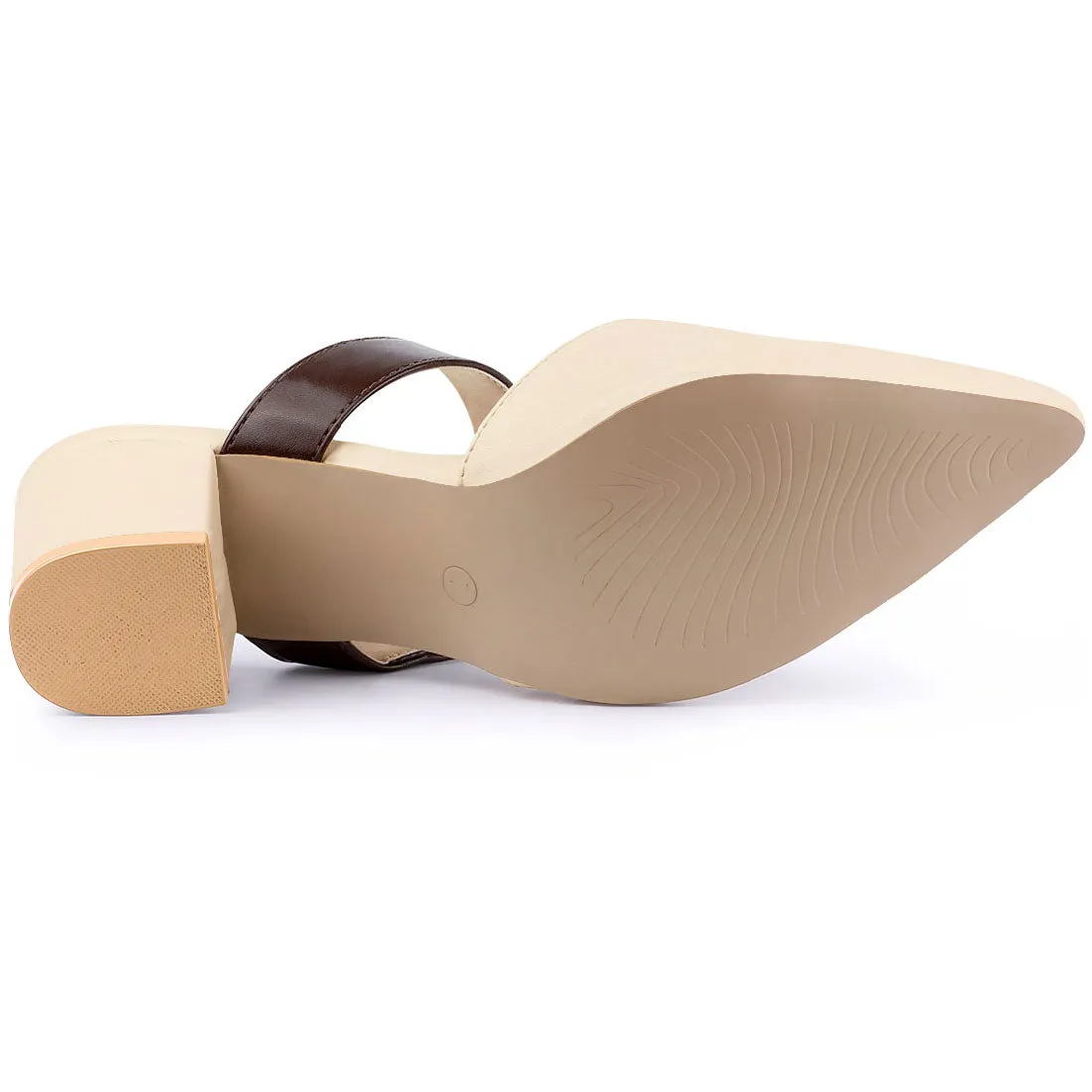 Pointed Toe Chunky Heel Dress Mules Pumps
