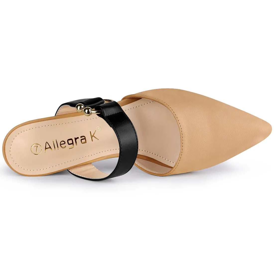 Pointed Toe Chunky Heel Dress Mules Pumps