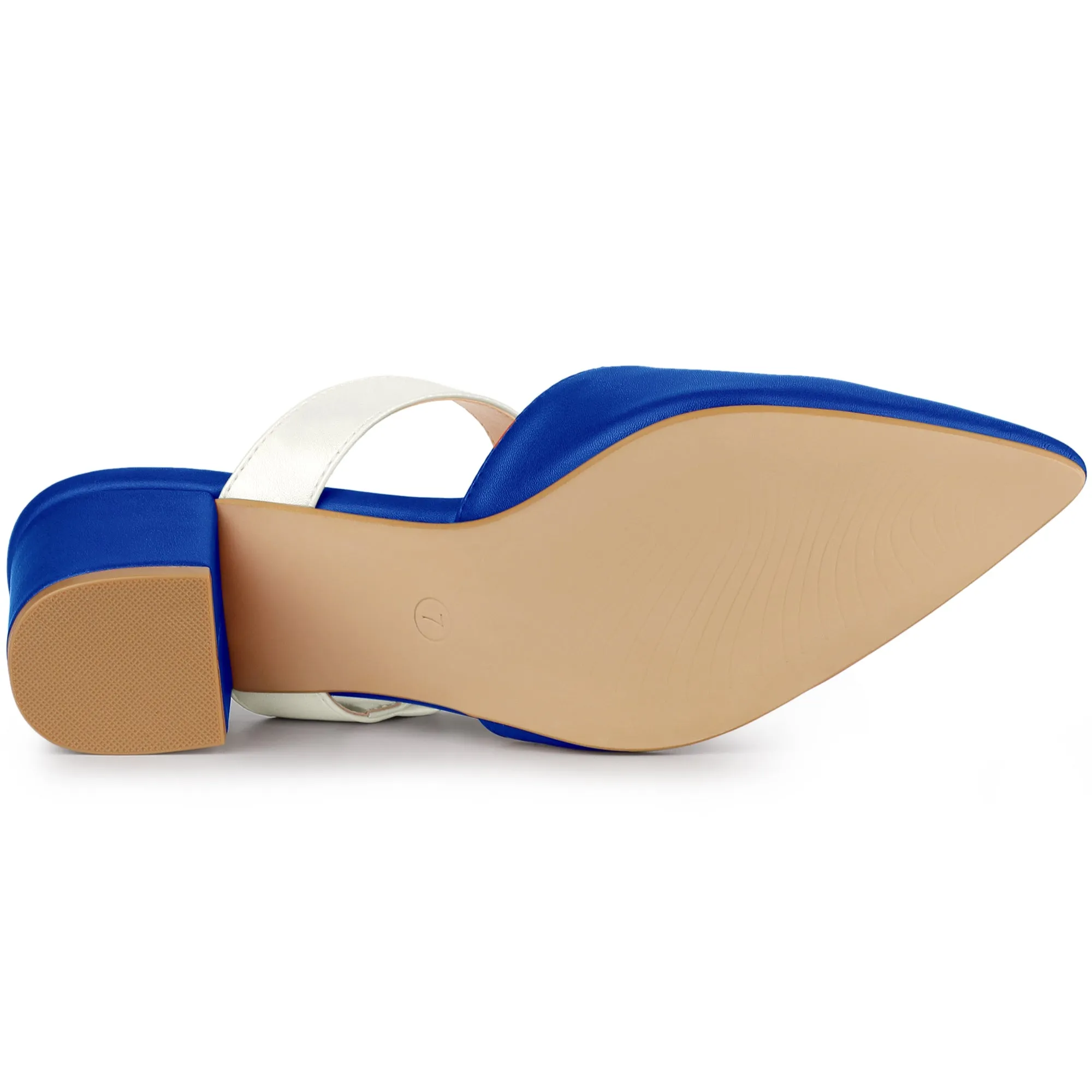 Pointed Toe Chunky Heel Dress Mules Pumps