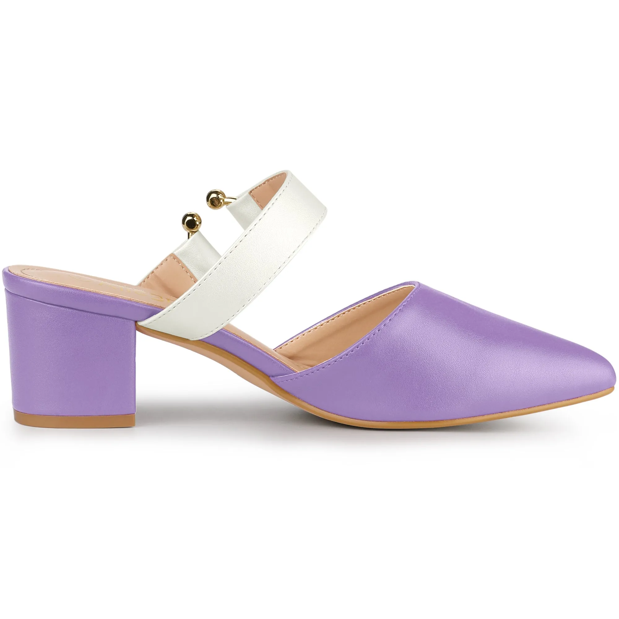 Pointed Toe Chunky Heel Dress Mules Pumps