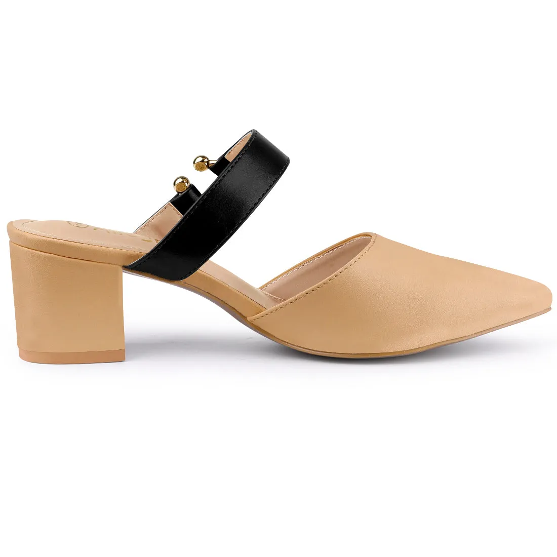 Pointed Toe Chunky Heel Dress Mules Pumps
