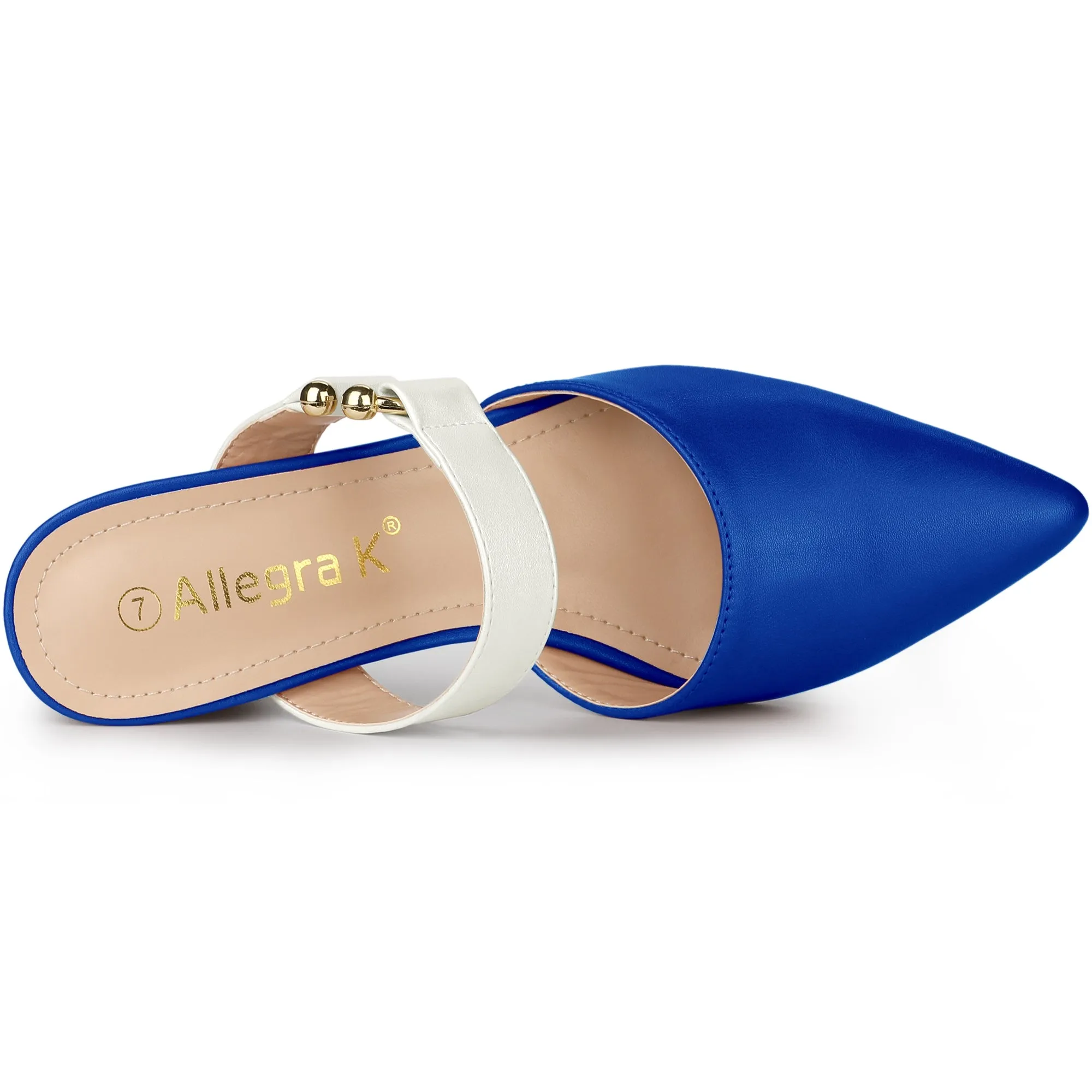 Pointed Toe Chunky Heel Dress Mules Pumps