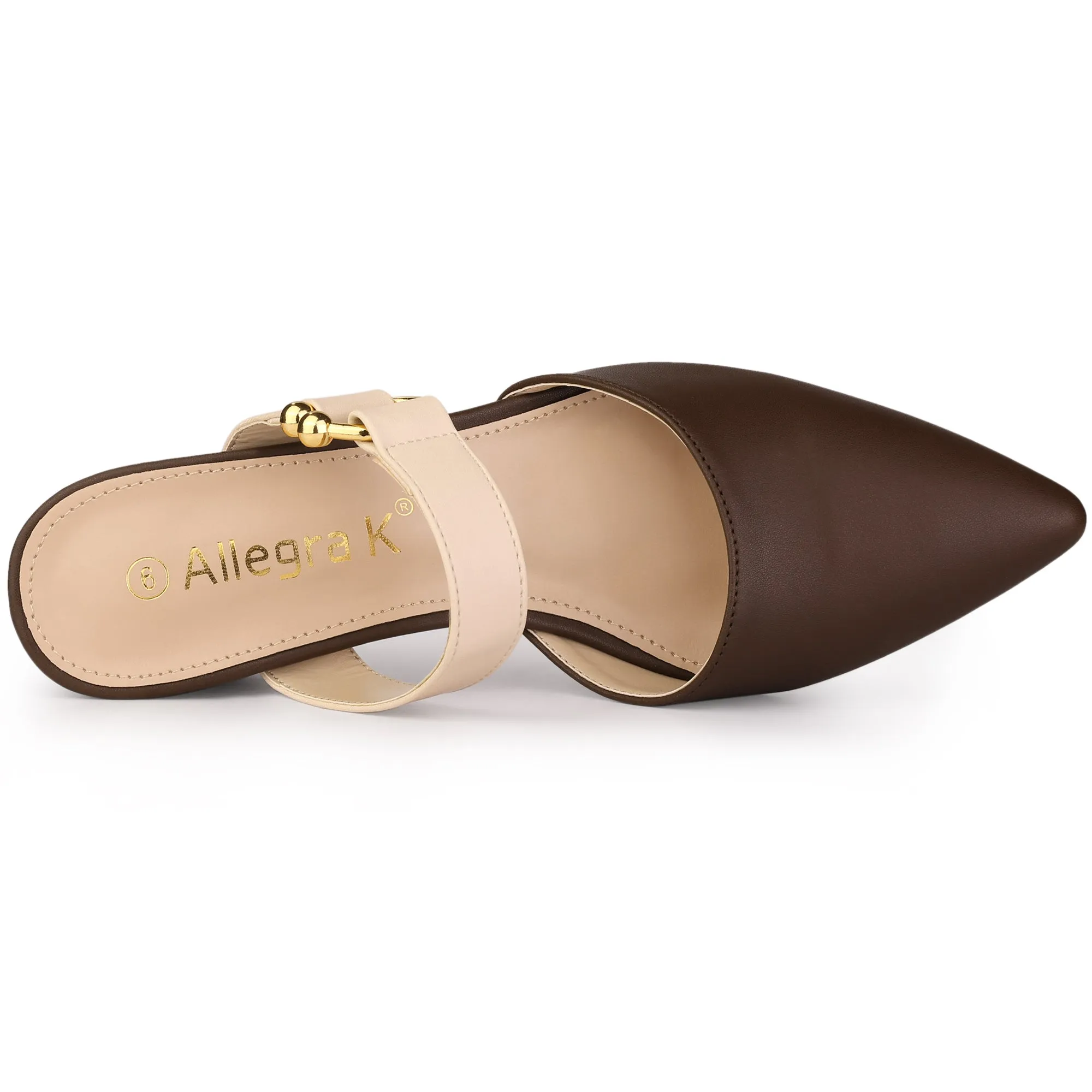 Pointed Toe Chunky Heel Dress Mules Pumps