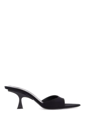 Pyramid Heel Mules in Satin