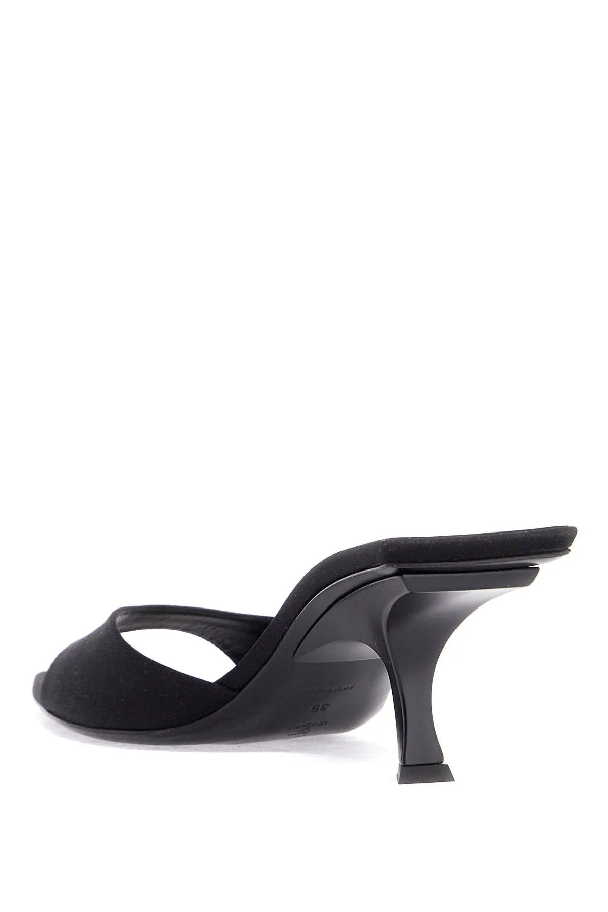 Pyramid Heel Mules in Satin