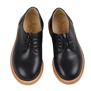 Reggie Black Leather Child Derby Shoe