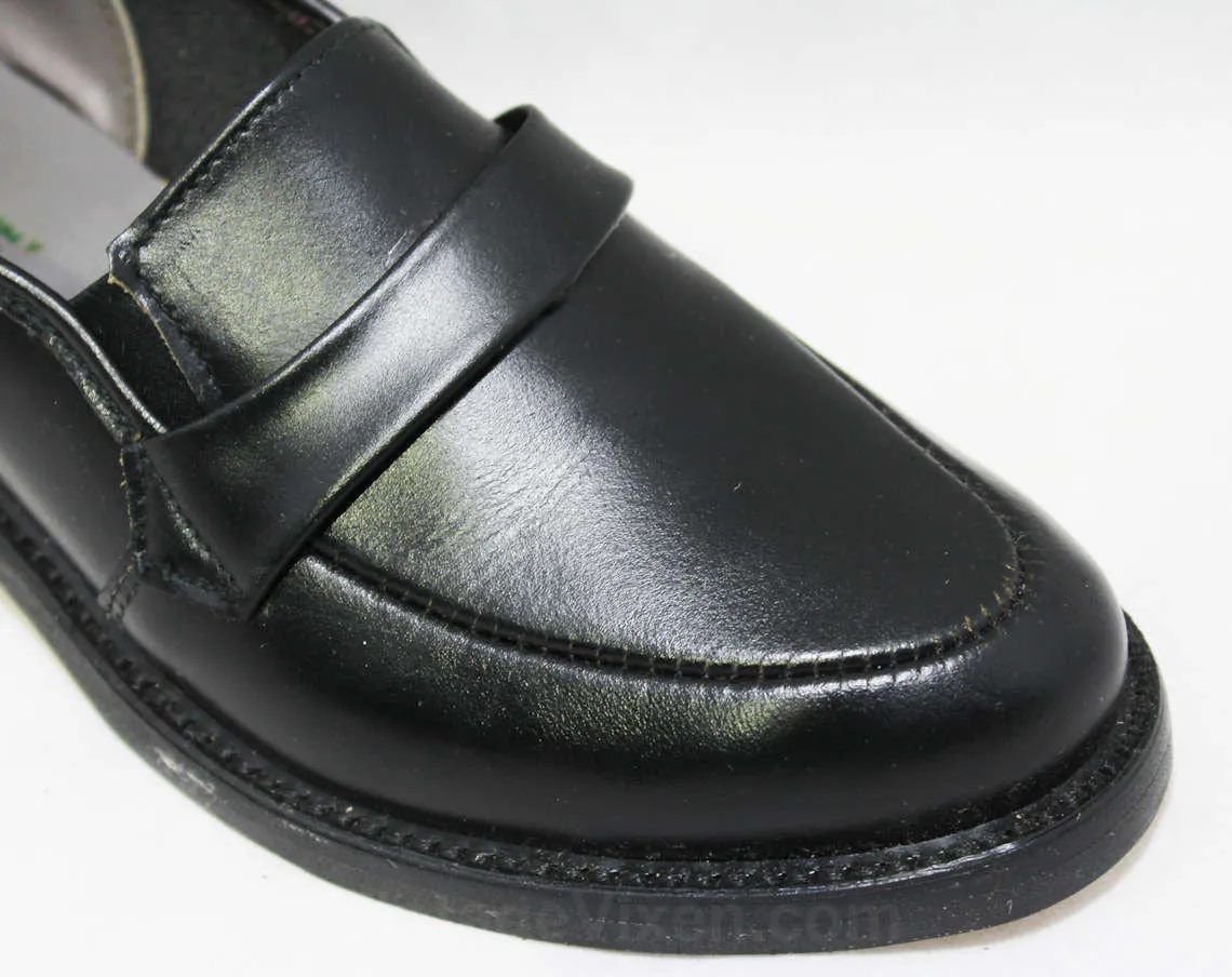 Size 2 Boys Shoes - Authentic 1950s Black Leather Dress Shoe - Child Size Boy's 2D - Slip On 50's Shoe - 50s Deadstock in Box - NIB NOS