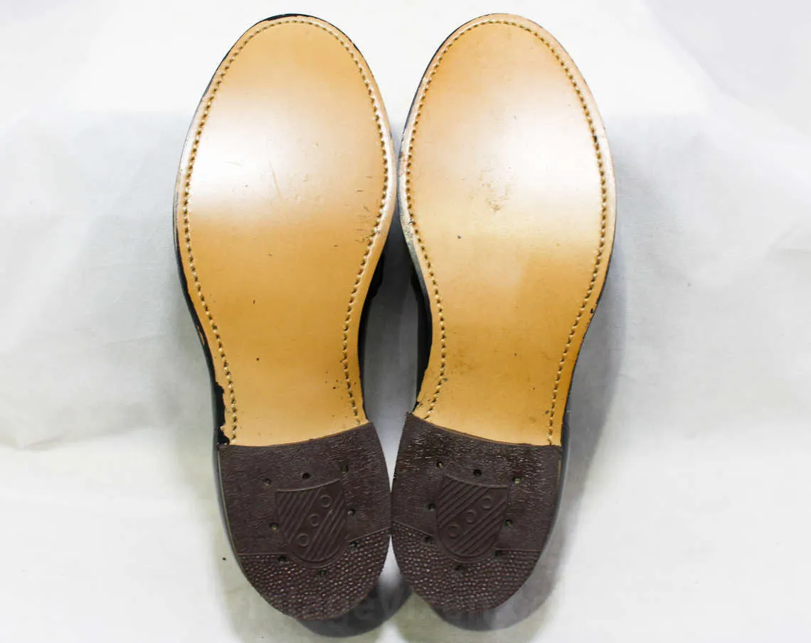 Size 2 Boys Shoes - Authentic 1950s Black Leather Dress Shoe - Child Size Boy's 2D - Slip On 50's Shoe - 50s Deadstock in Box - NIB NOS