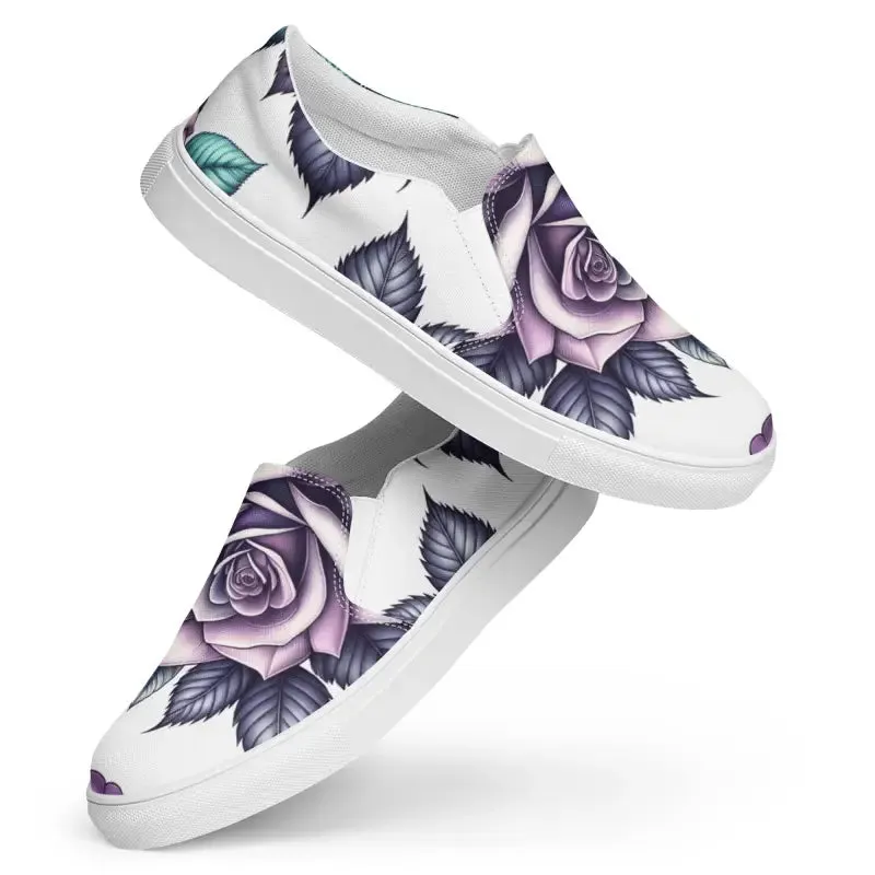 Stylish Rose Flower Womens Canvas Shoes