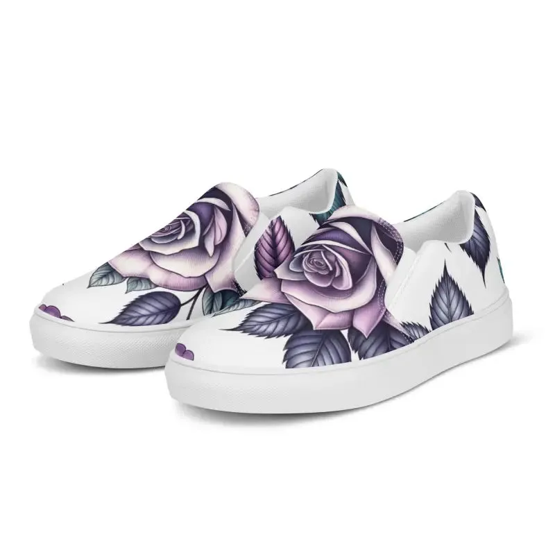 Stylish Rose Flower Womens Canvas Shoes
