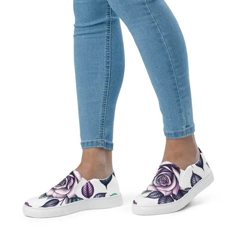 Stylish Rose Flower Womens Canvas Shoes
