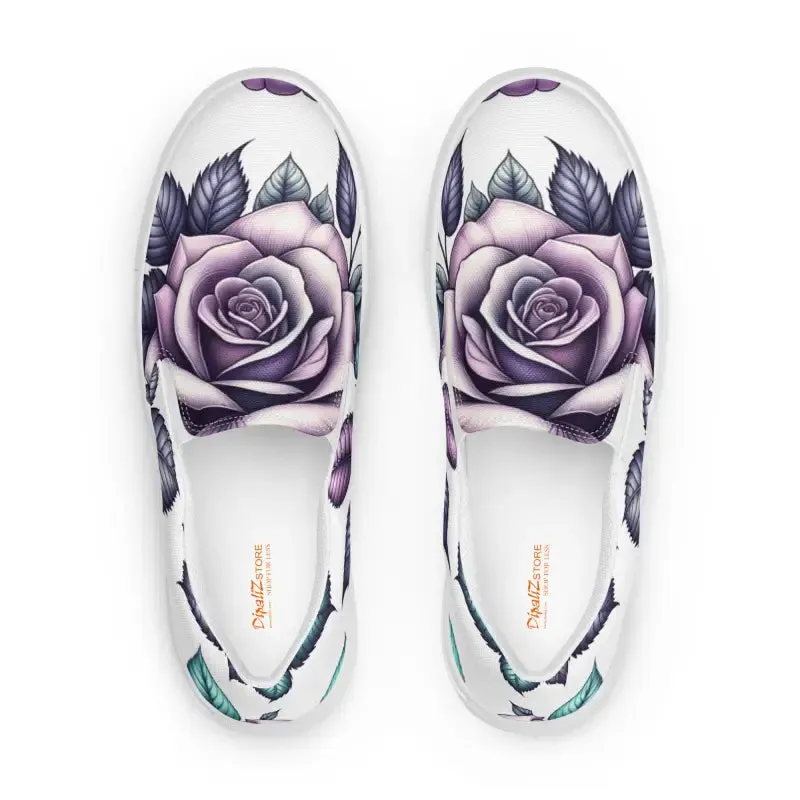 Stylish Rose Flower Womens Canvas Shoes