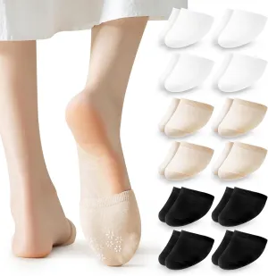 TaShow 12 Pairs Half Socks for Women, No Show Toe Topper Socks Women, Non-Skid Mule Socks Women with Grip, Comfortable & Elastic, Versatile for Multiple Shoes, 4.5-8.5