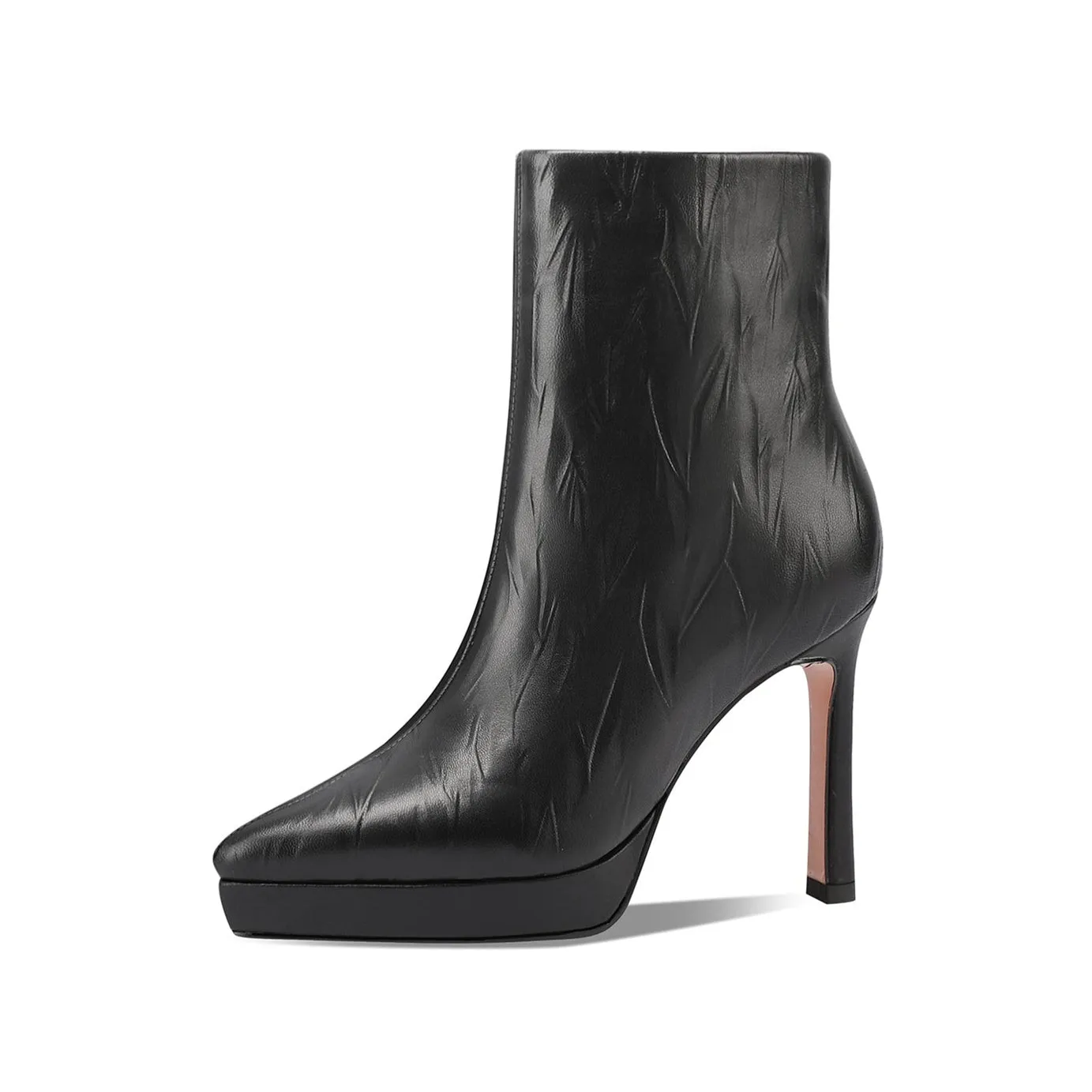 TinaCus Women's Genuine Leather Pointed Toe Platform Stiletto Heel Handmade Side Zip Ankle Boots